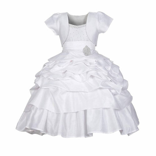 Asmaani Baby Girl's White Colour Satin A-Line Maxi Full Length Dress (AS-DRESS_22120) - Grab2buy