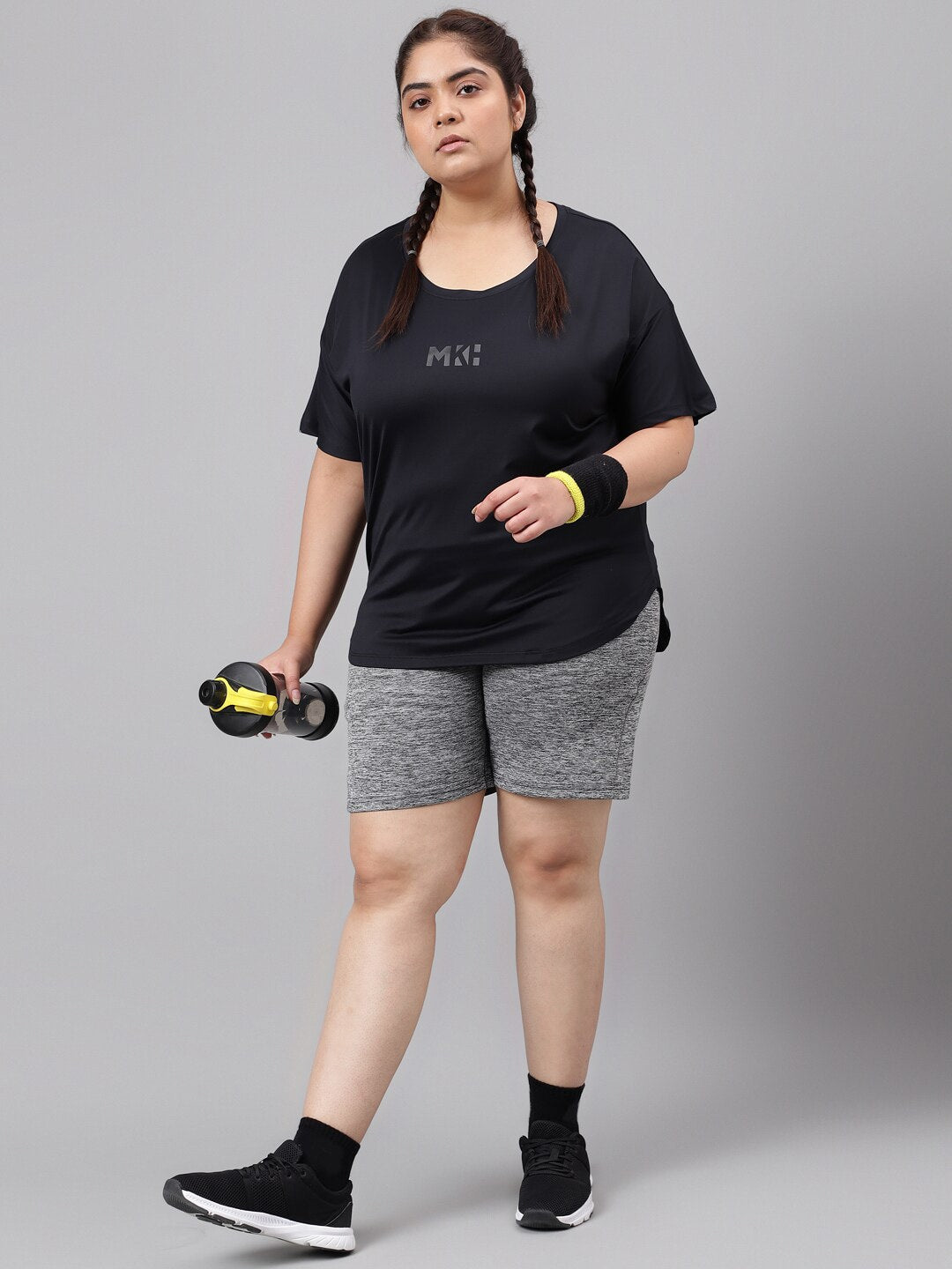 MKH Plus Size Drop Shoulder Sleeves Relaxed Fit Dri-FIT Sports T-shirt 