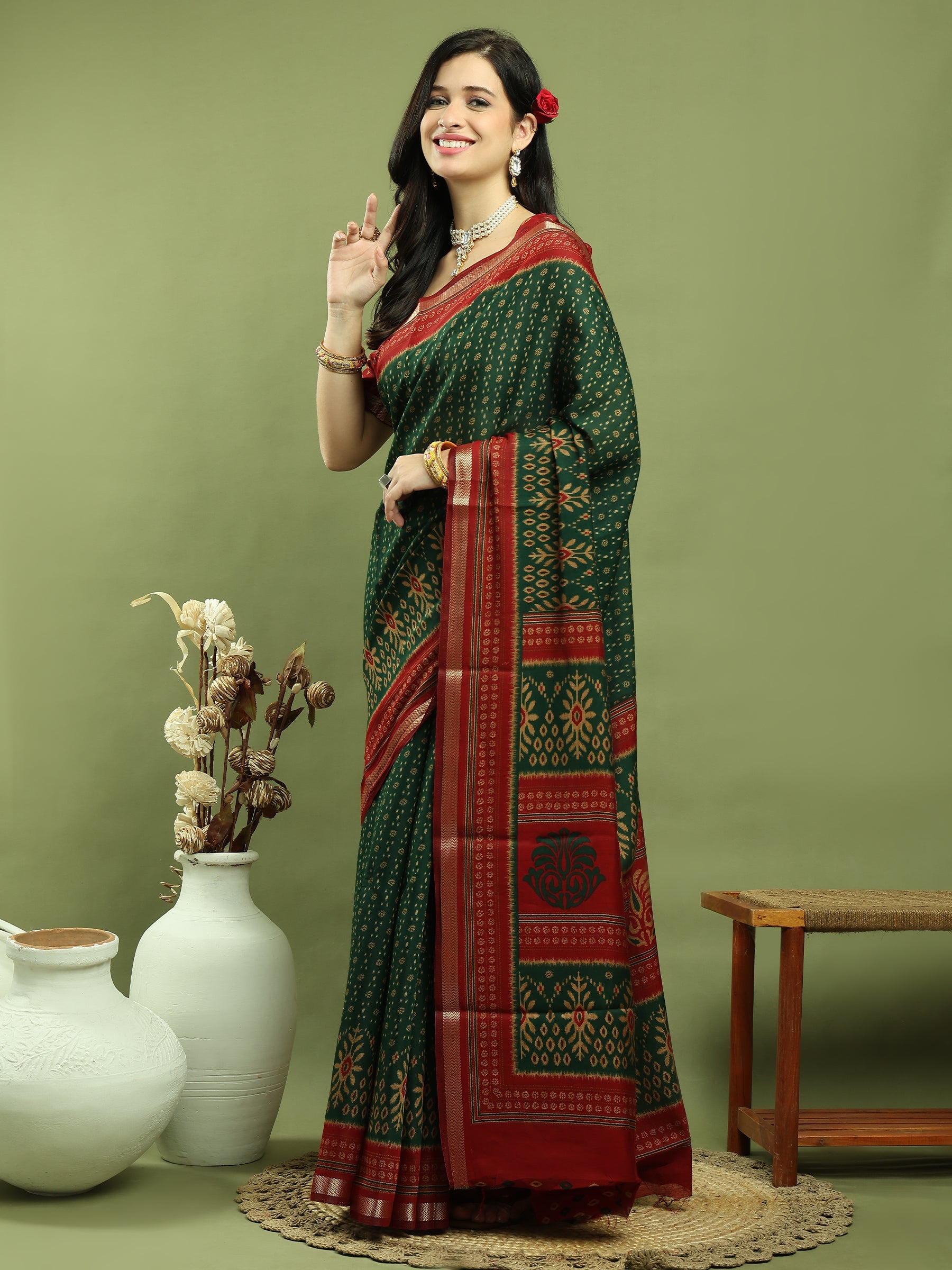 Stylee Lifestyle Green Silk Blend Zari Saree