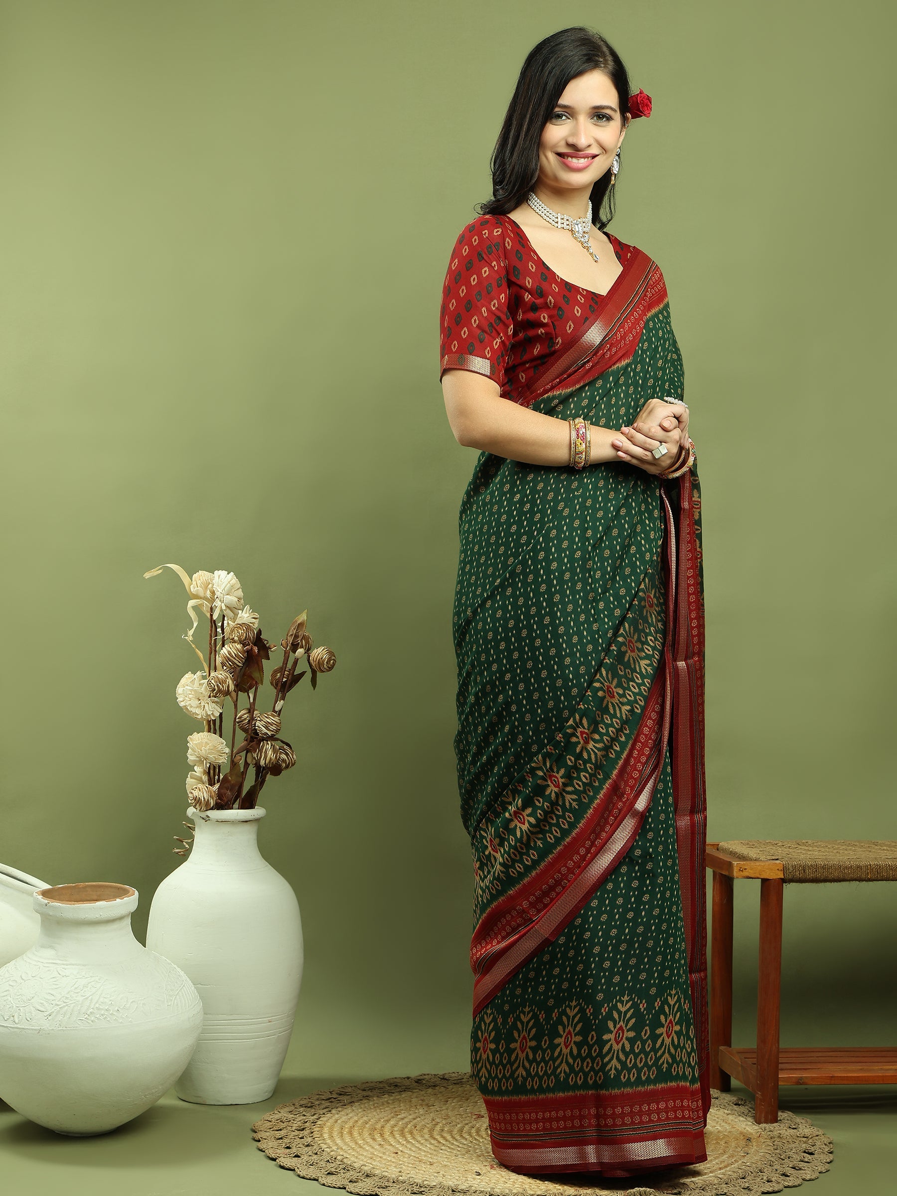 Stylee Lifestyle Green Silk Blend Zari Saree
