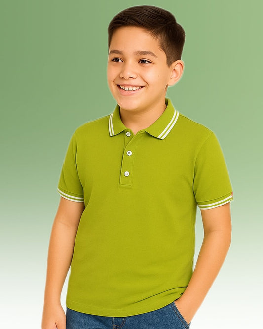 Chilins Boys Solid Polo Tshirt, Color- Mehandi