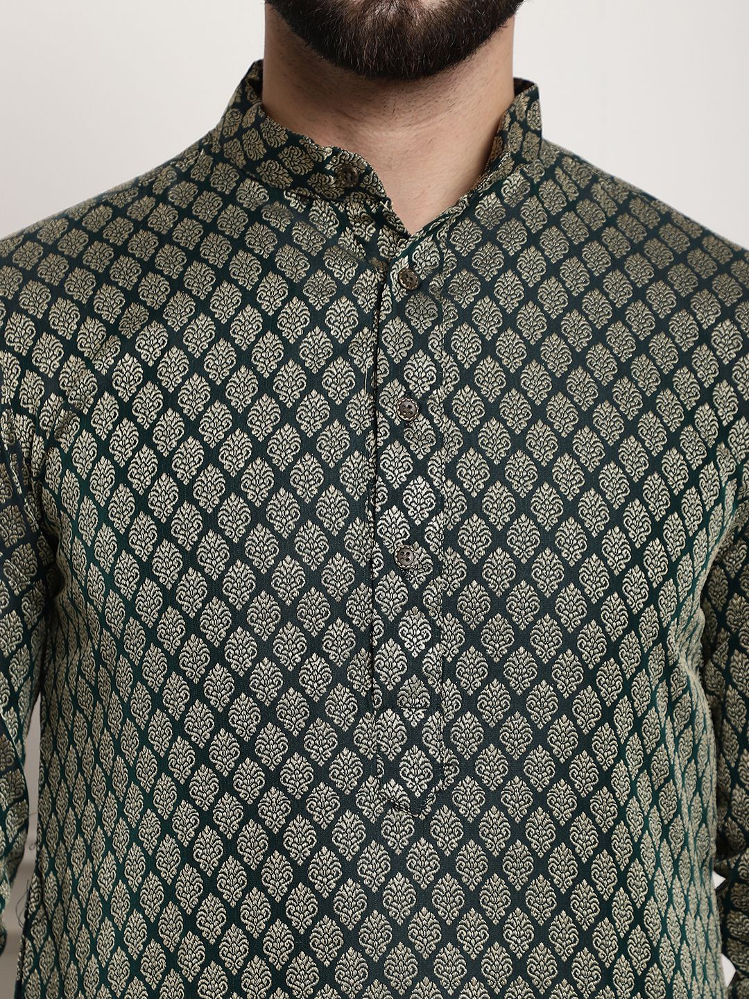 Sojanya Band Collar Ethnic Motifs Woven Design Kurta 
