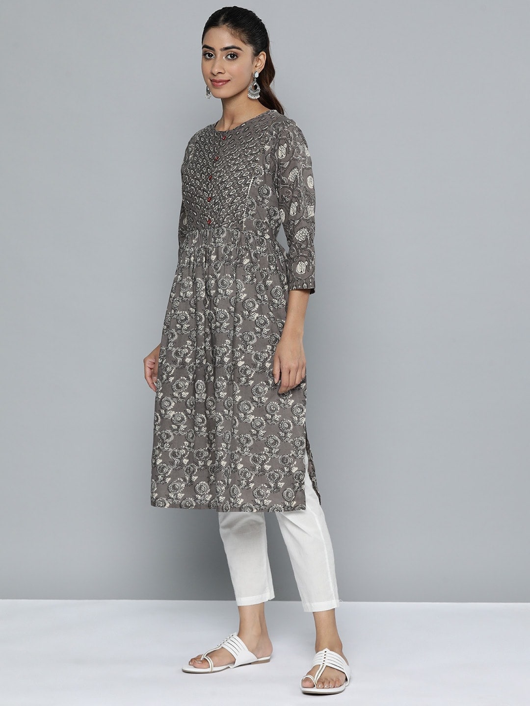 HERE&NOW Women Ethnic Motifs Printed Pure Cotton Kurta