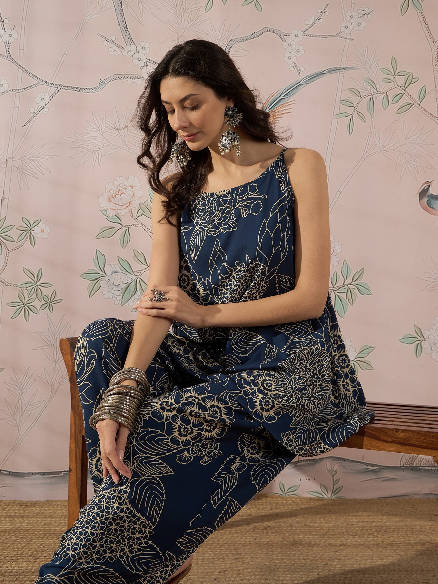 InWeave Peacock Teal Rose Leaf Strappy Set 