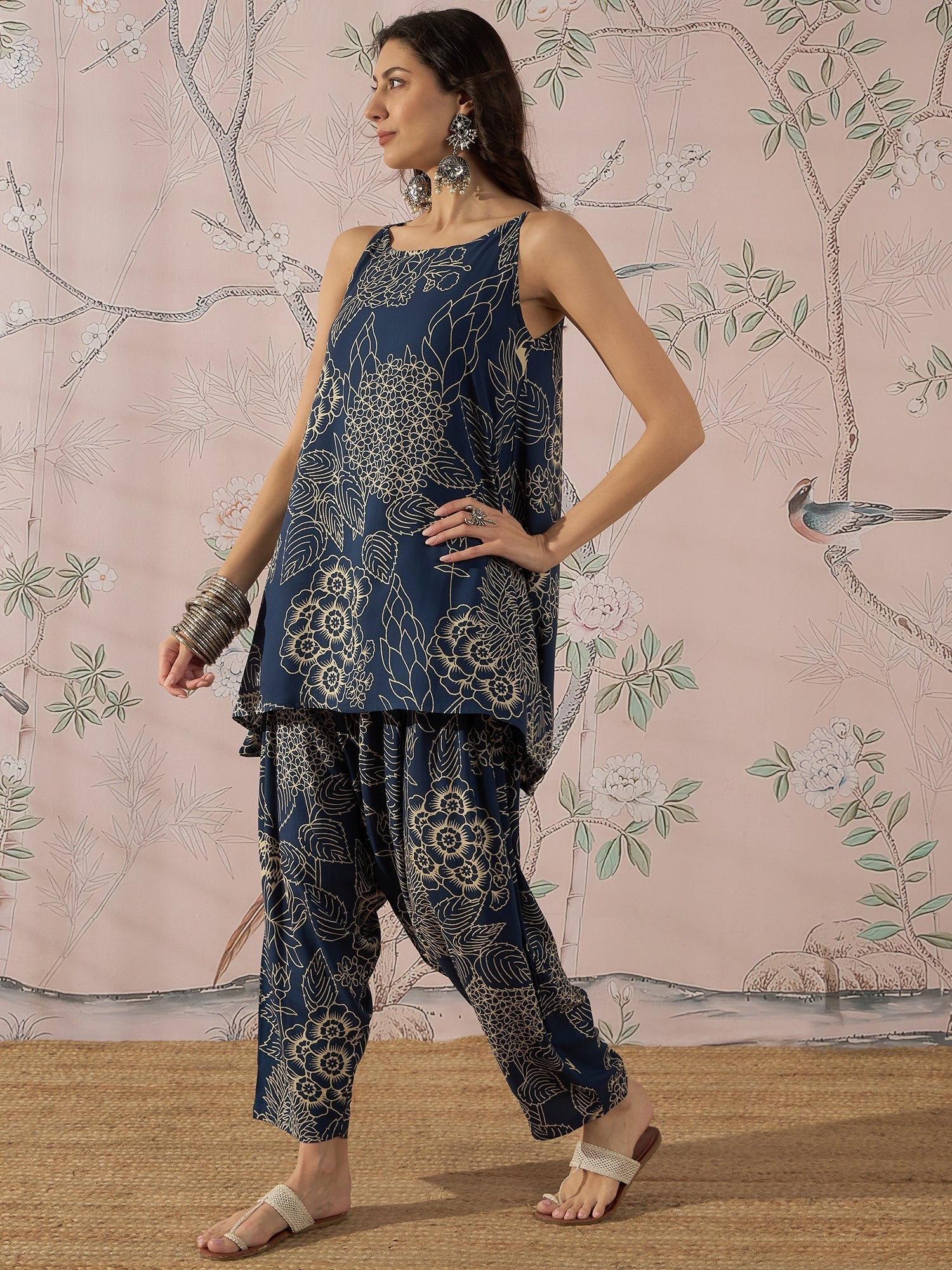 InWeave Peacock Teal Rose Leaf Strappy Set 