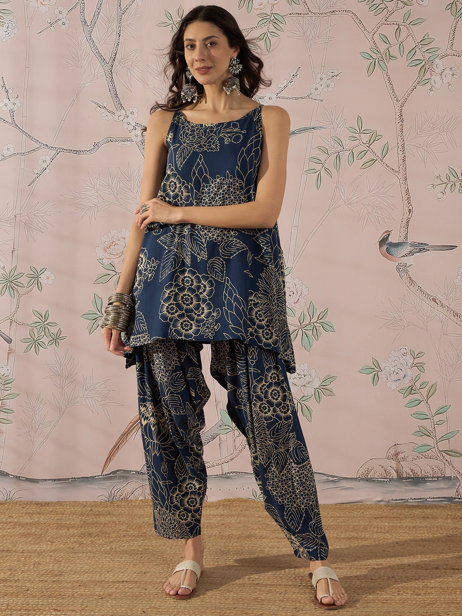 InWeave Peacock Teal Rose Leaf Strappy Set 