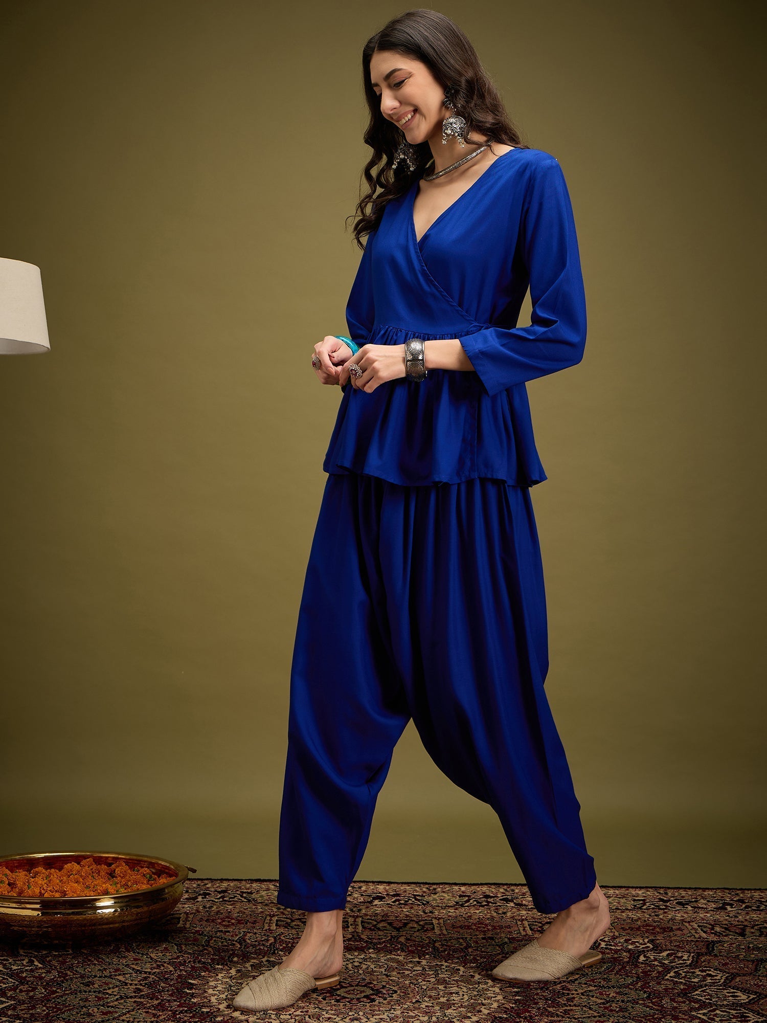 InWeave Ink Blue Angrakha Dhoti Co Ord Set 
