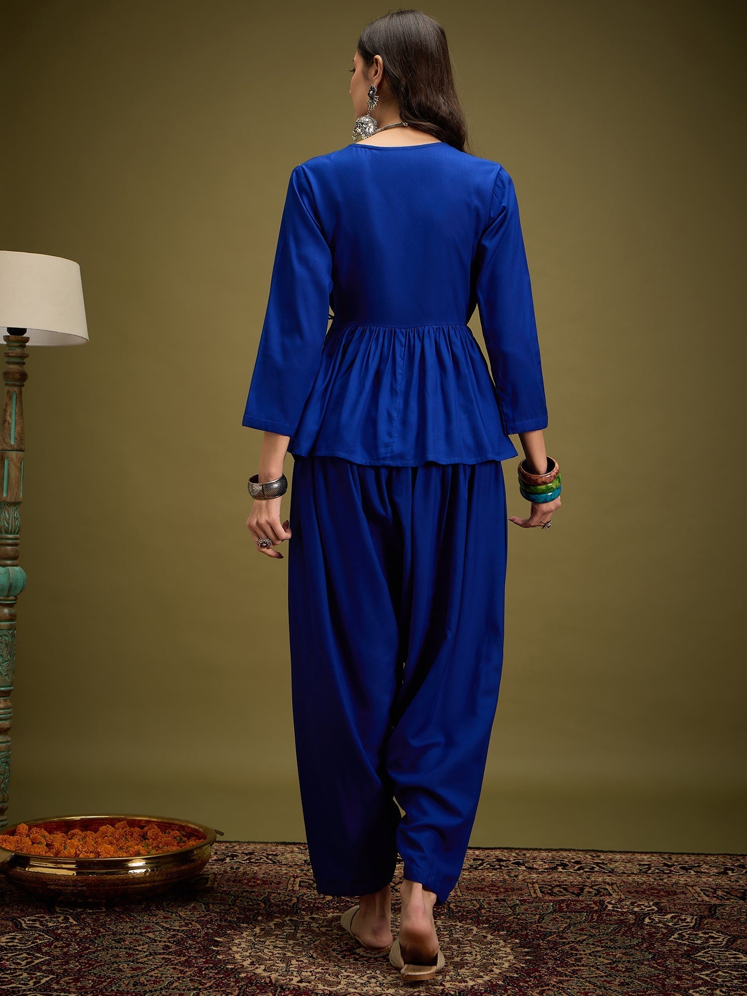 InWeave Ink Blue Angrakha Dhoti Co Ord Set 
