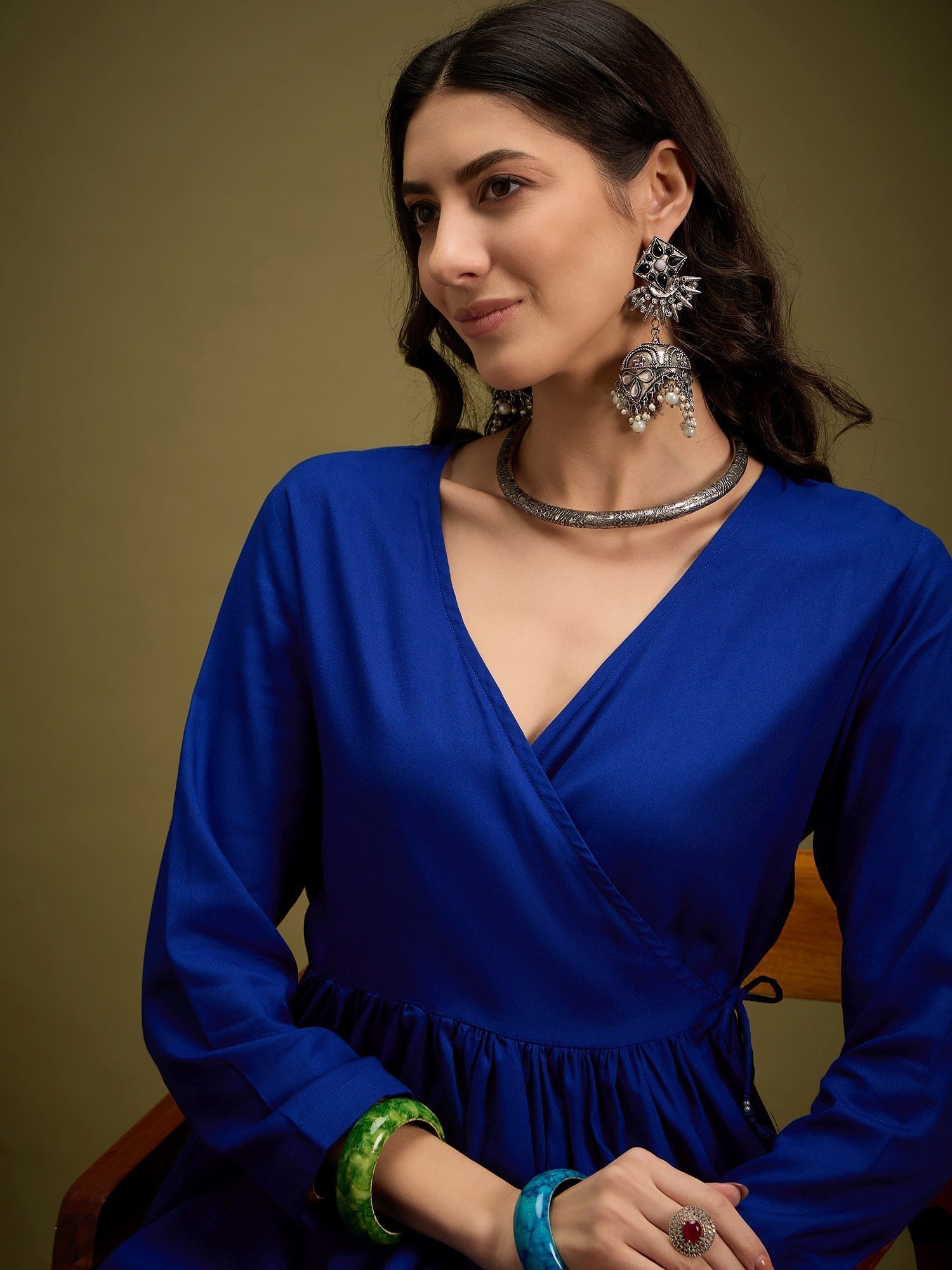 InWeave Ink Blue Angrakha Dhoti Co Ord Set 