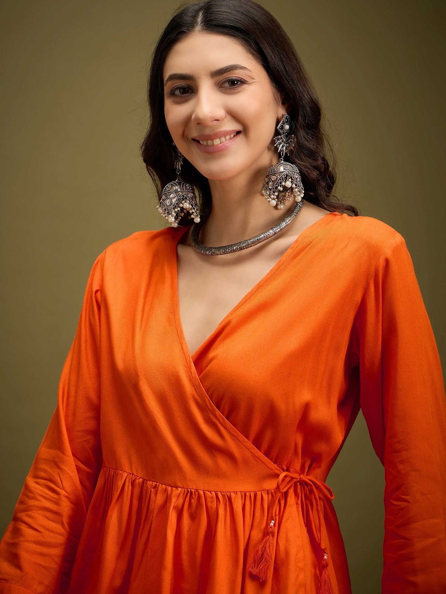 InWeave Orange Angrakha Dhoti Co Ord Set 