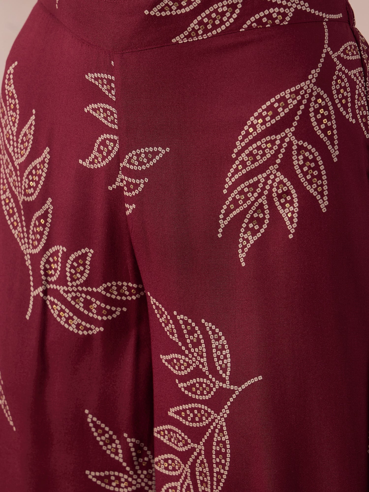 InWeave Dark Maroon Leaf Mandarin Kurta Set 