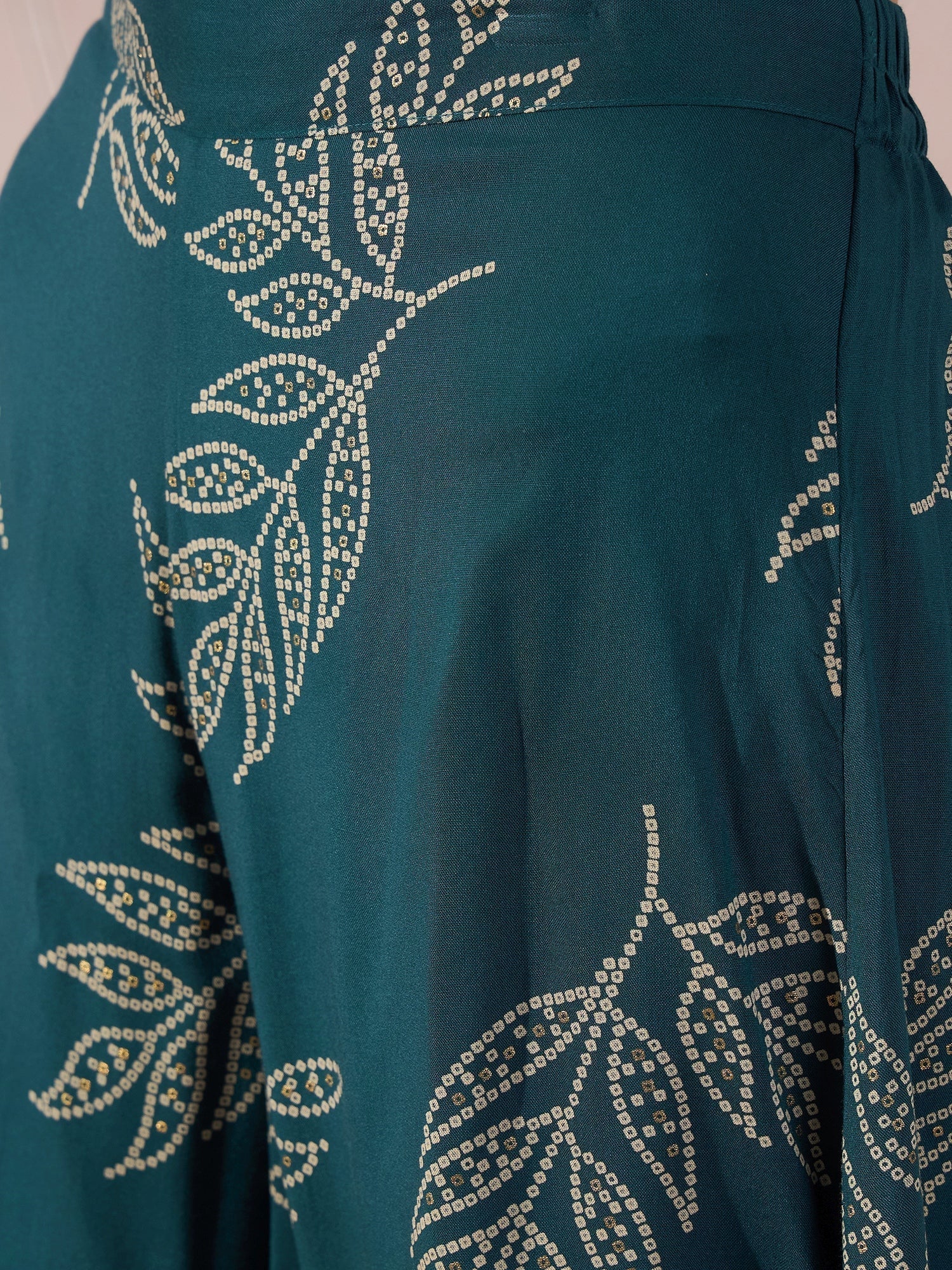 InWeave Dark Teal Leaf Mandarin Kurta Set 