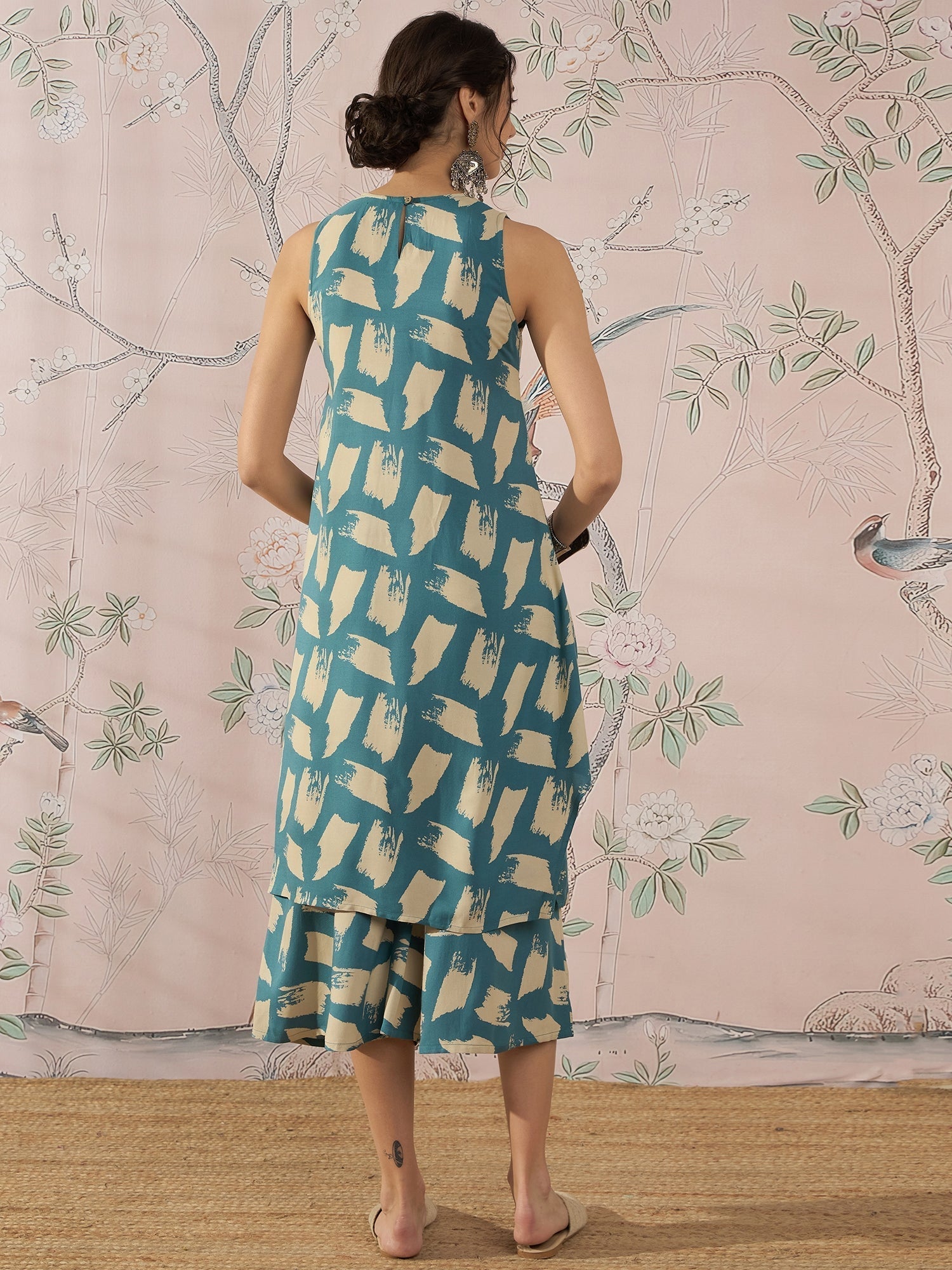 InWeave Marin Teal Beige Kurta Set 