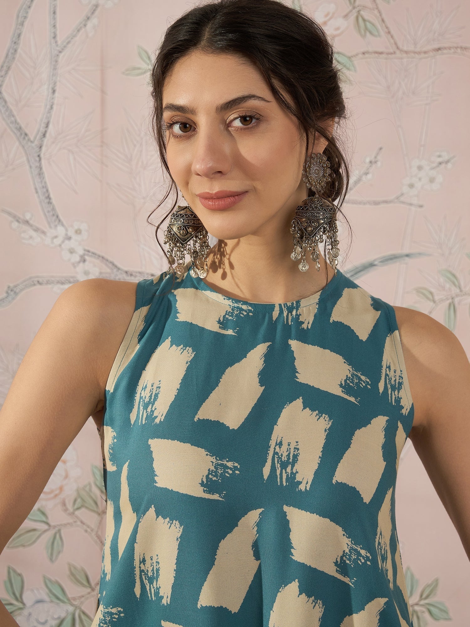 InWeave Marin Teal Beige Kurta Set 