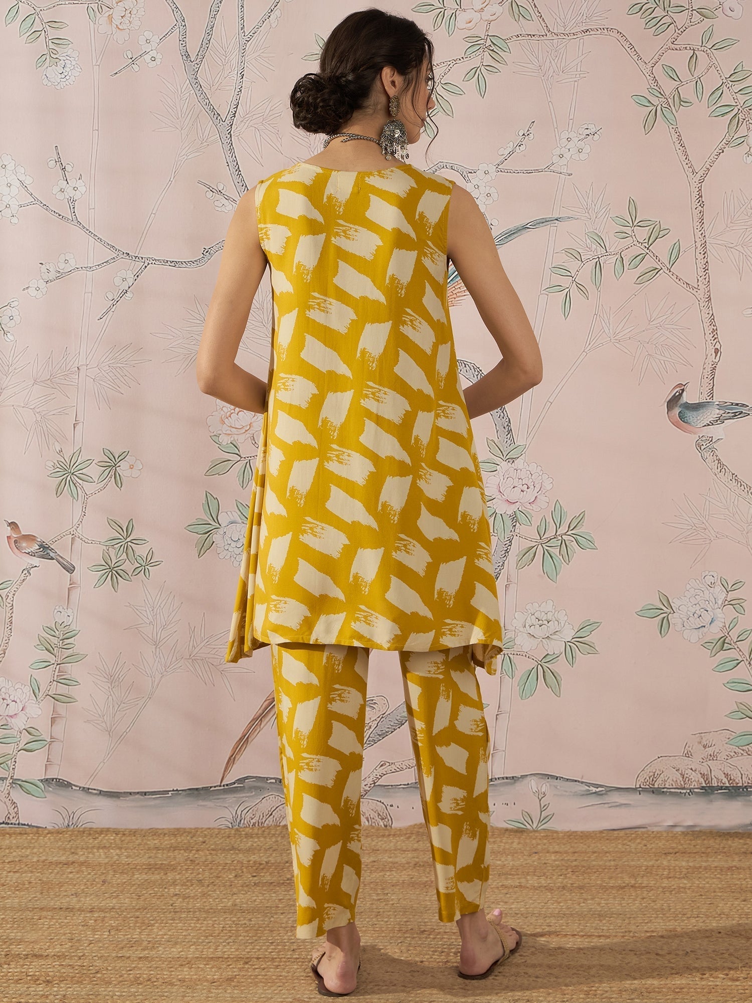 InWeave Honey Yellow Beige Slit Kurta Set 