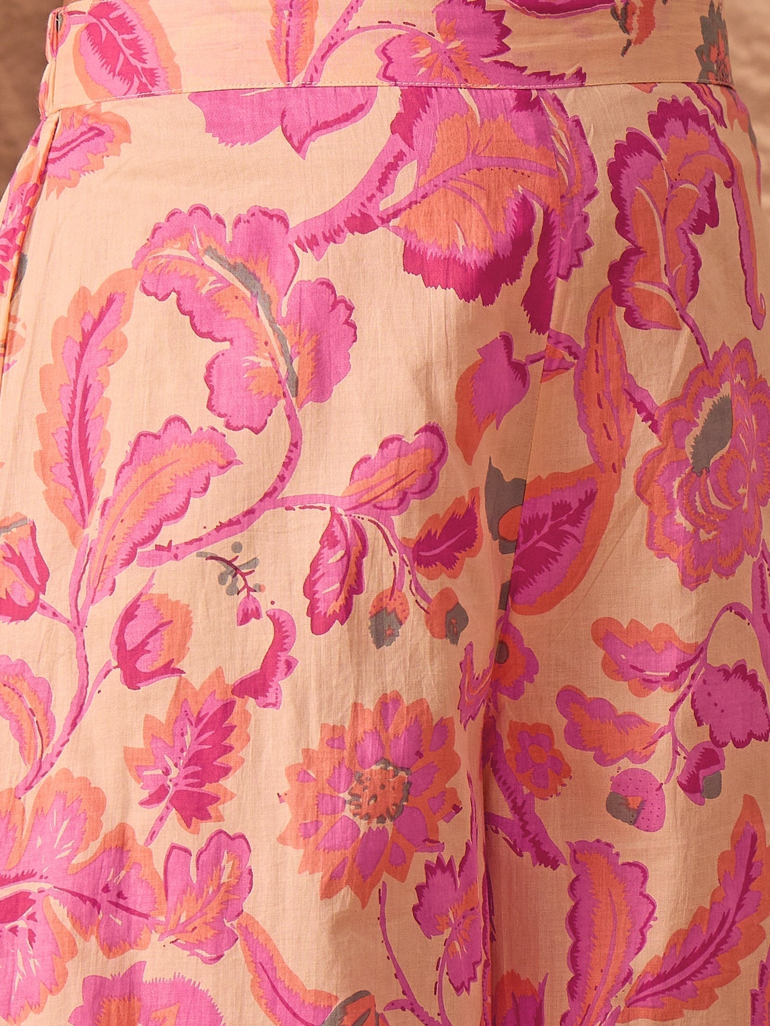 InWeave Light Peach Big V-Flared Kurta Set 