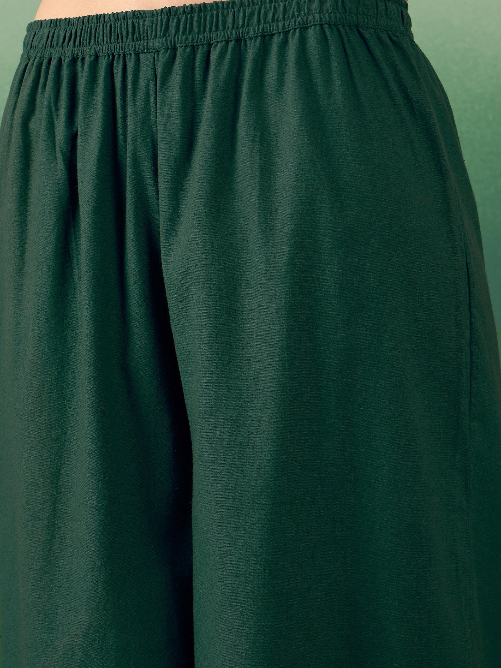 InWeave Dark Green Kurta Palazzo Set 