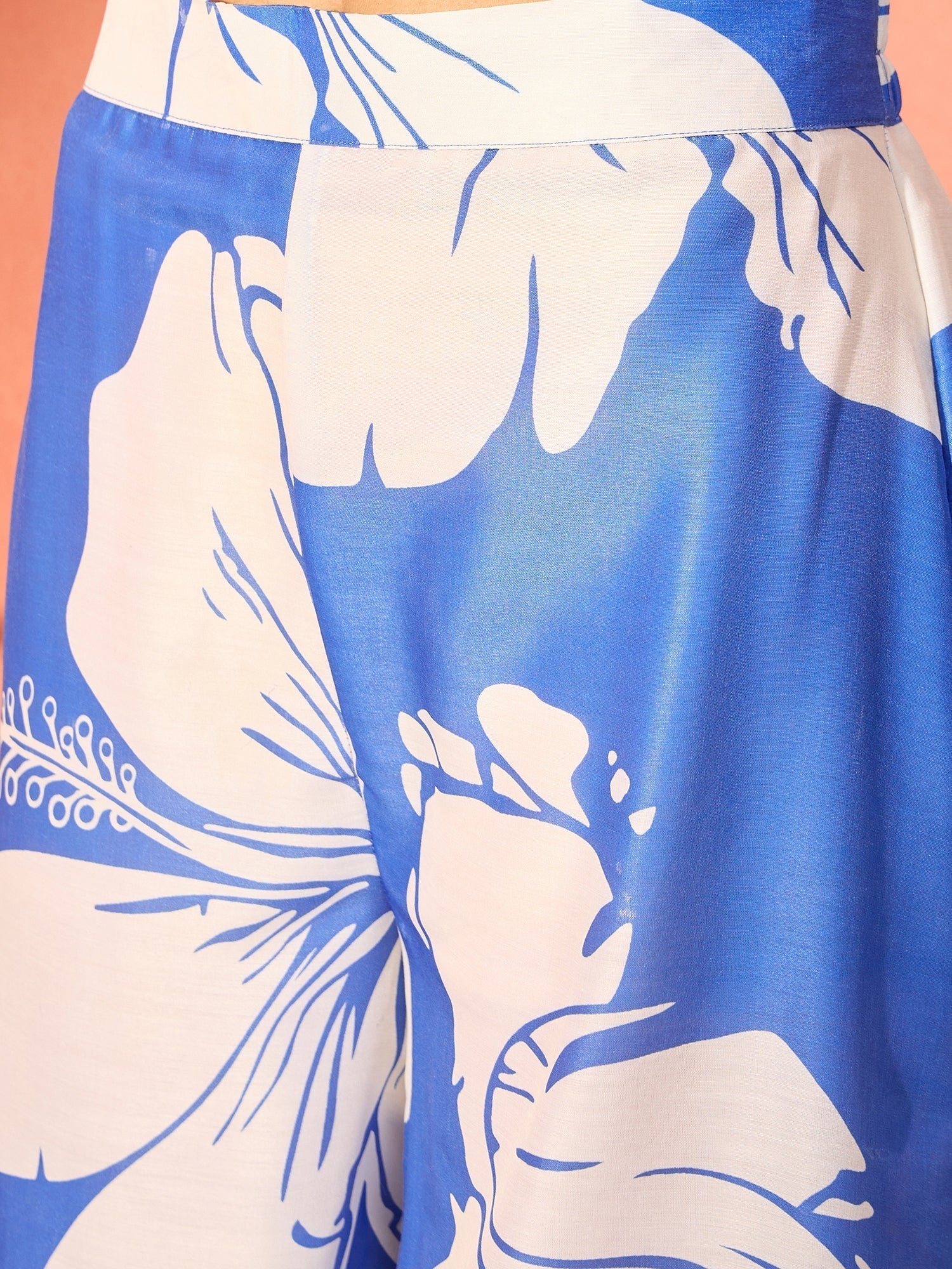 InWeave Azure Blue Hibiscus Kurta Set 