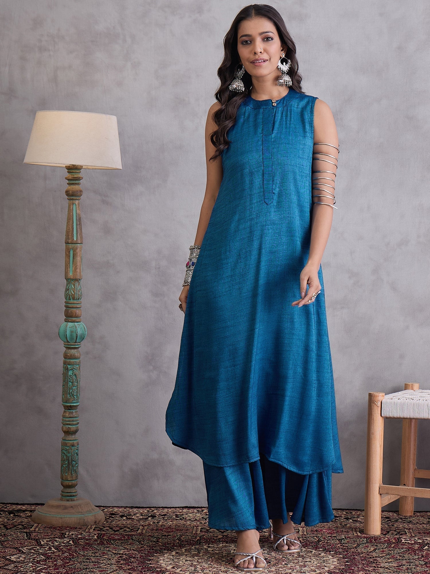 InWeave Peacock Blue Kurta Set | Grab2Buy