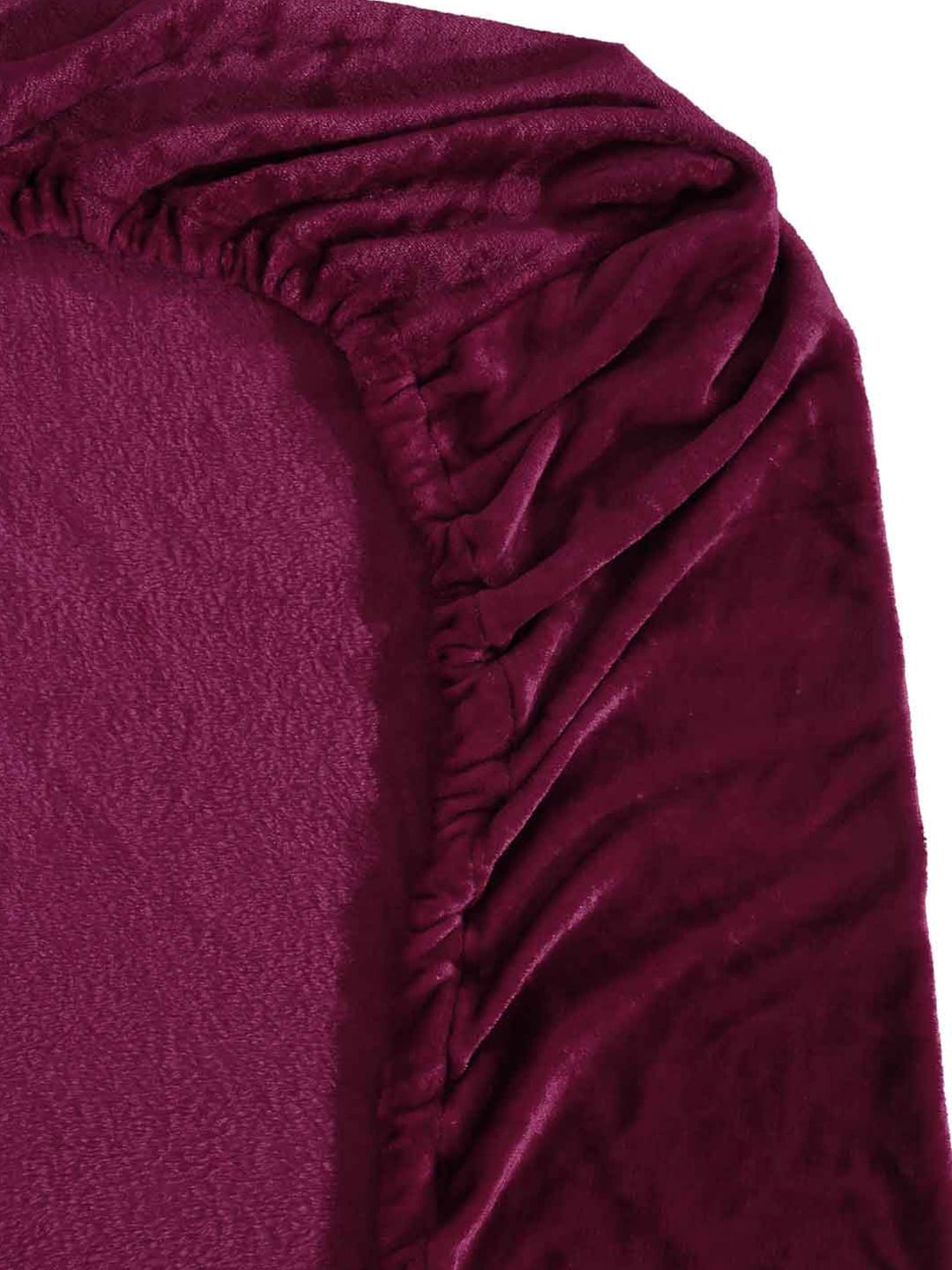 KLOTTHE Maroon 300 TC Woolen Fitted Double King Bedsheet With 2 Pillow Covers 