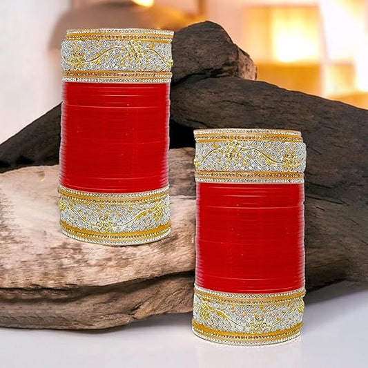 Tehzeeb Creations Bridal Bangle Set Red Color Chuda Dulhan Punjabi Choora Wedding Chura For Women
