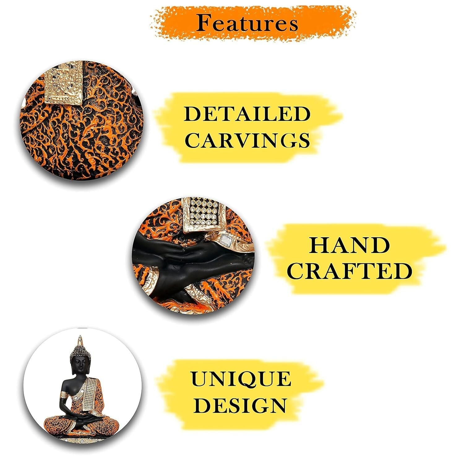 Global Grabbers Polyresin Sitting Buddha Idol - Grab2buy