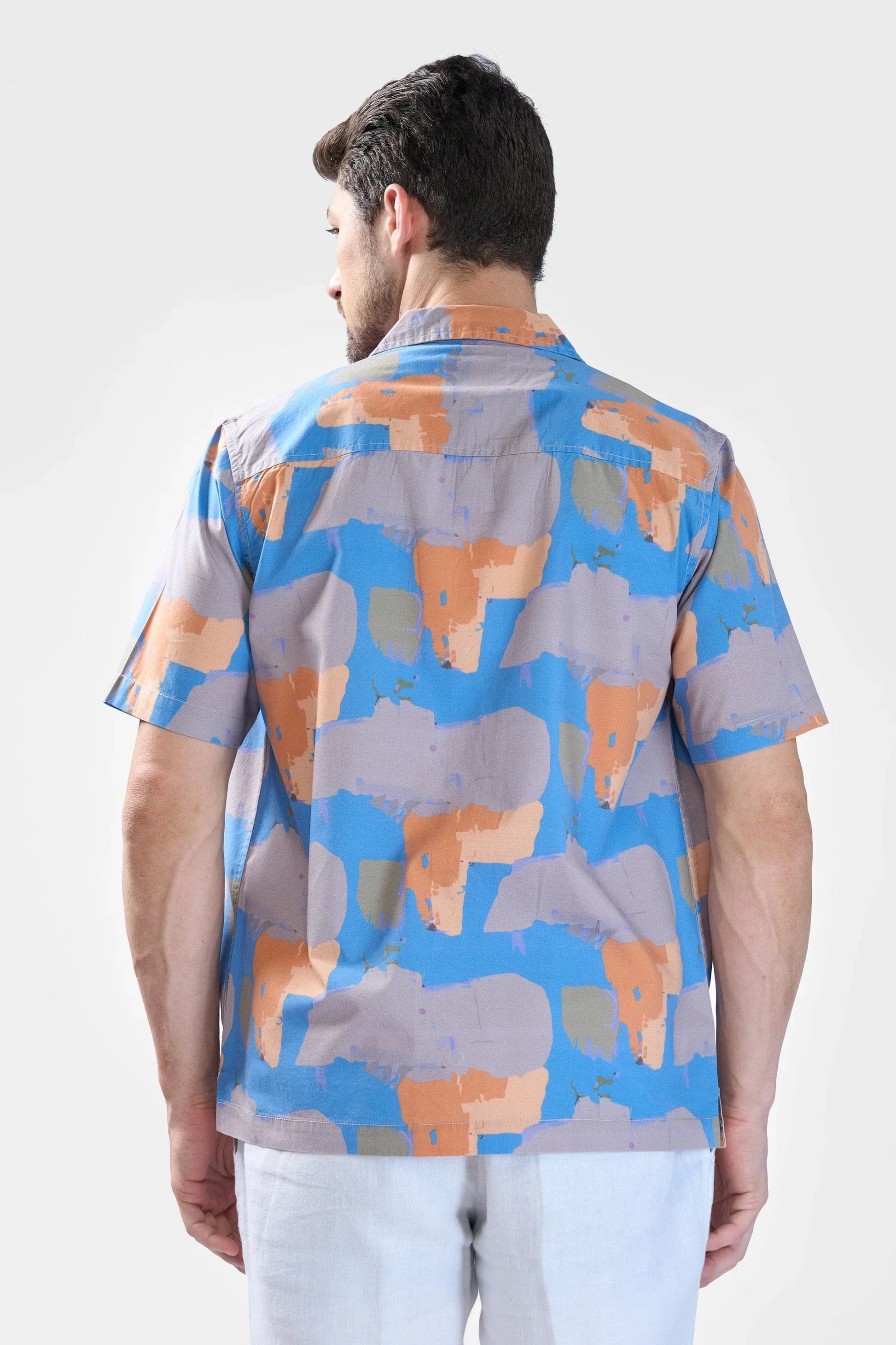 Xkind Blue Abstract Printed Relaxed Fit Shirt  Grab2Buy Xkind Grab2Buy