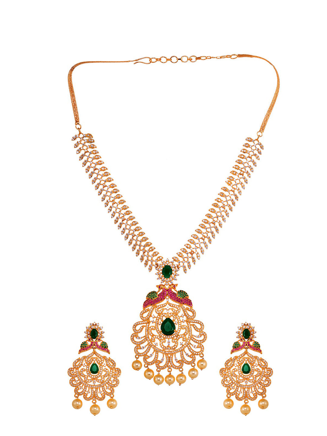 Saraf RS Jewellery Women Gold and Green Gold-Plated Jewellery Set - Grab2buy