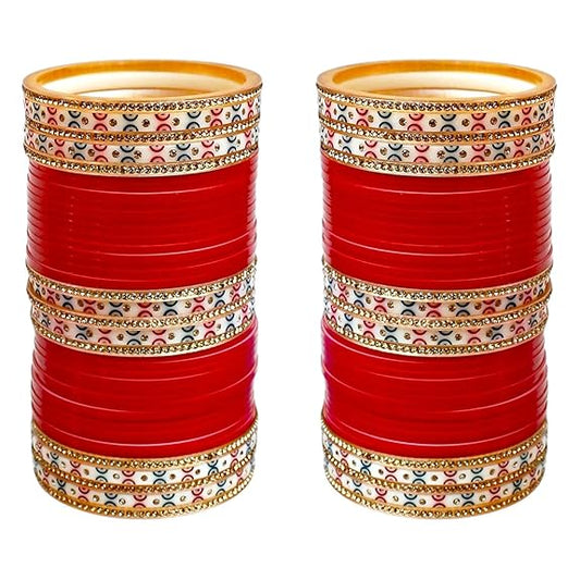 Tehzeeb Creations Bridal Bangle Set Red Designer Chura Wedding Punjabi Choora Fashion Jewellery Chuda Set