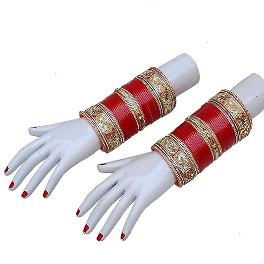 Tehzeeb Creations Bangle Set for Women (Red)