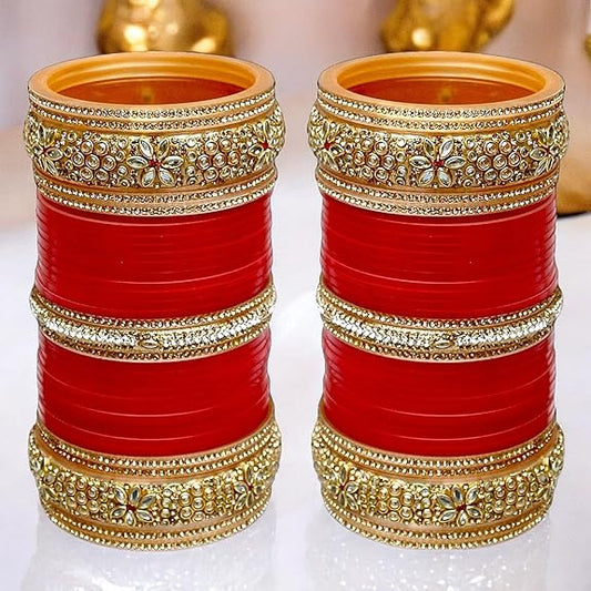 Tehzeeb Creations Bridal Bangle Set Red Designer Chura Punjabi Choora Fashion Jewellery Chuda Set