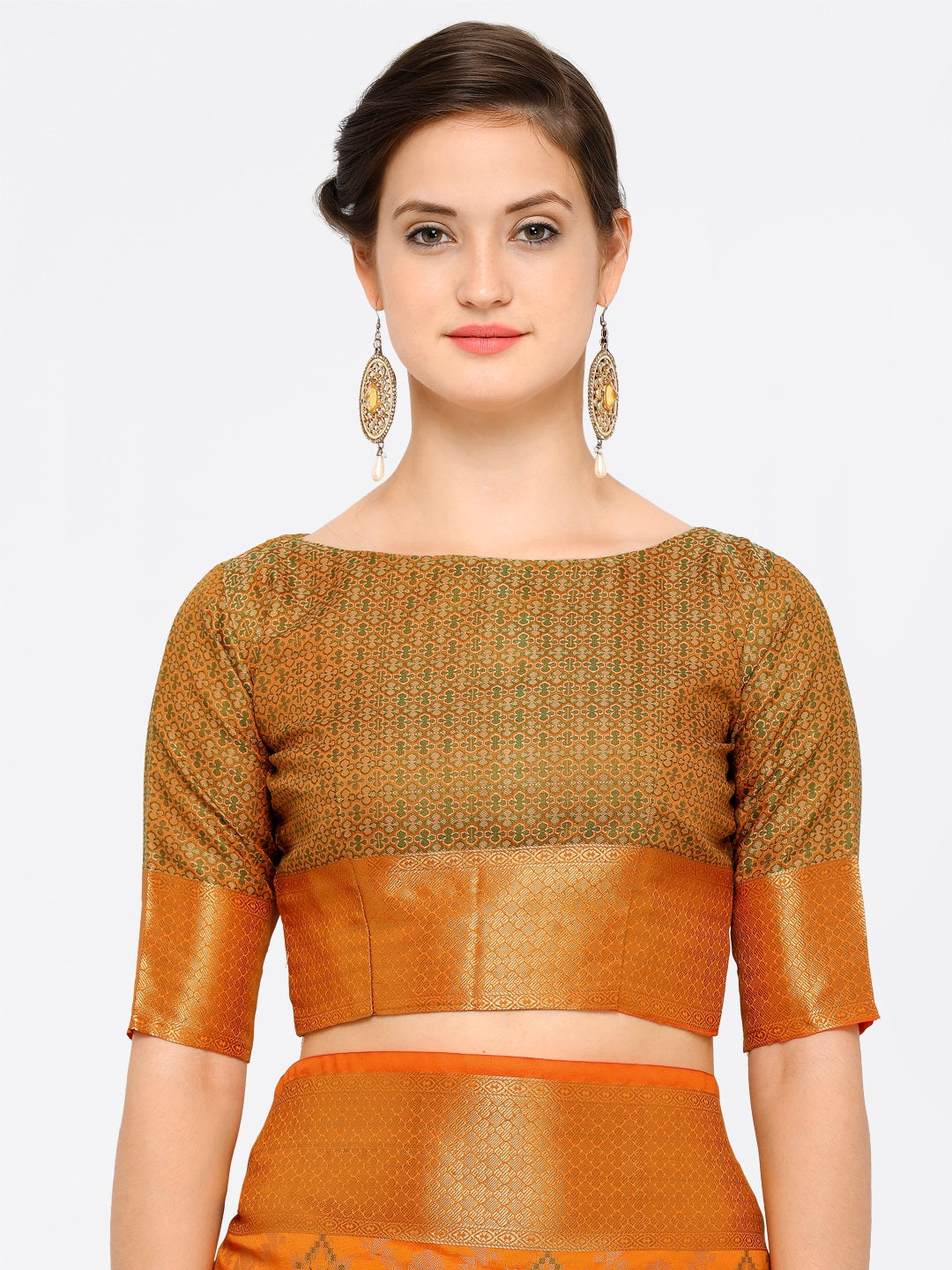 Saree Mall Yellow Silk Blend Patola Print Kanjeevaram Saree with Unstitched Blouse