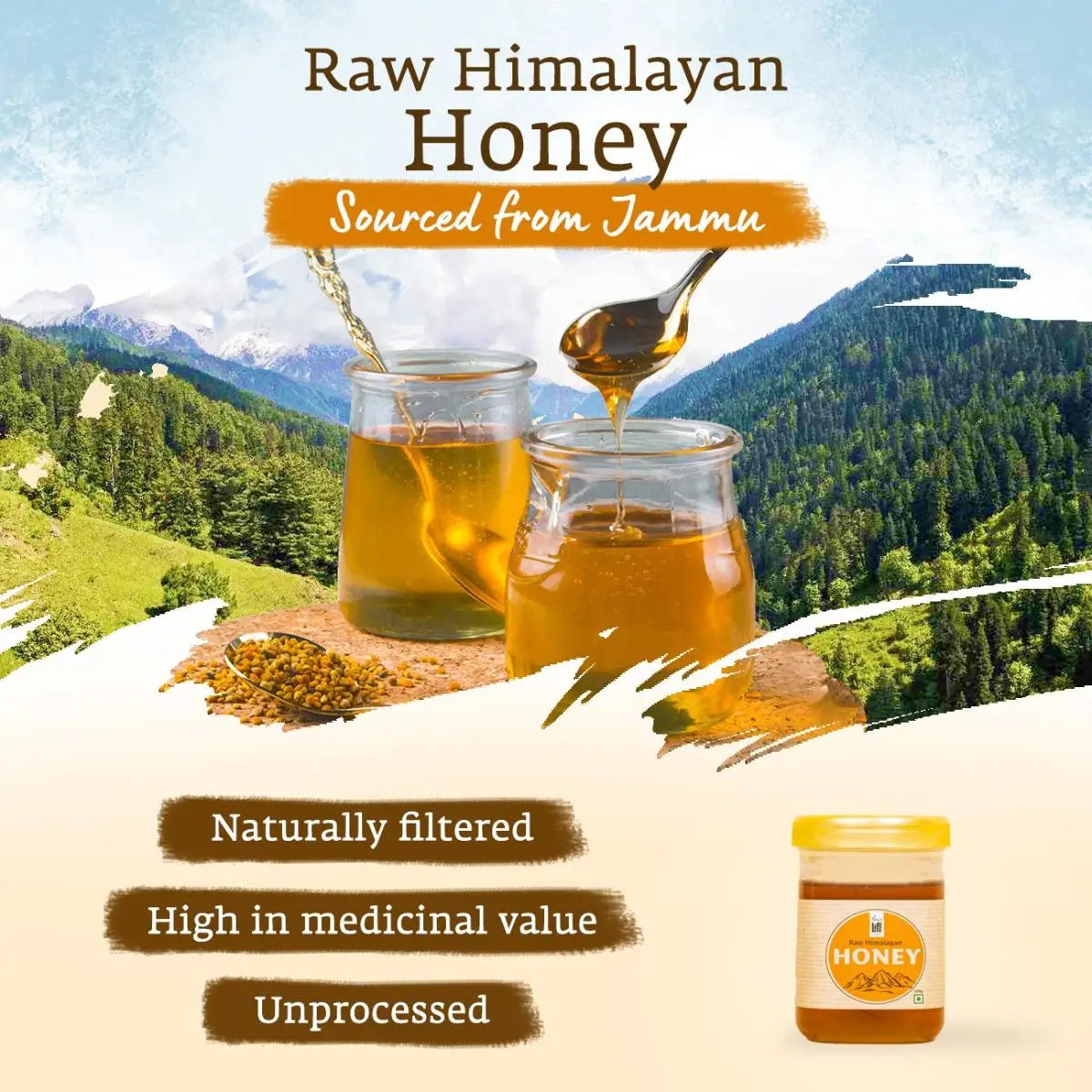 Isha Life Raw Himalayan Honey - Pure Wild Himalayan Honey | Sourced from Jammu, Reasi, Doda and Udhampur 