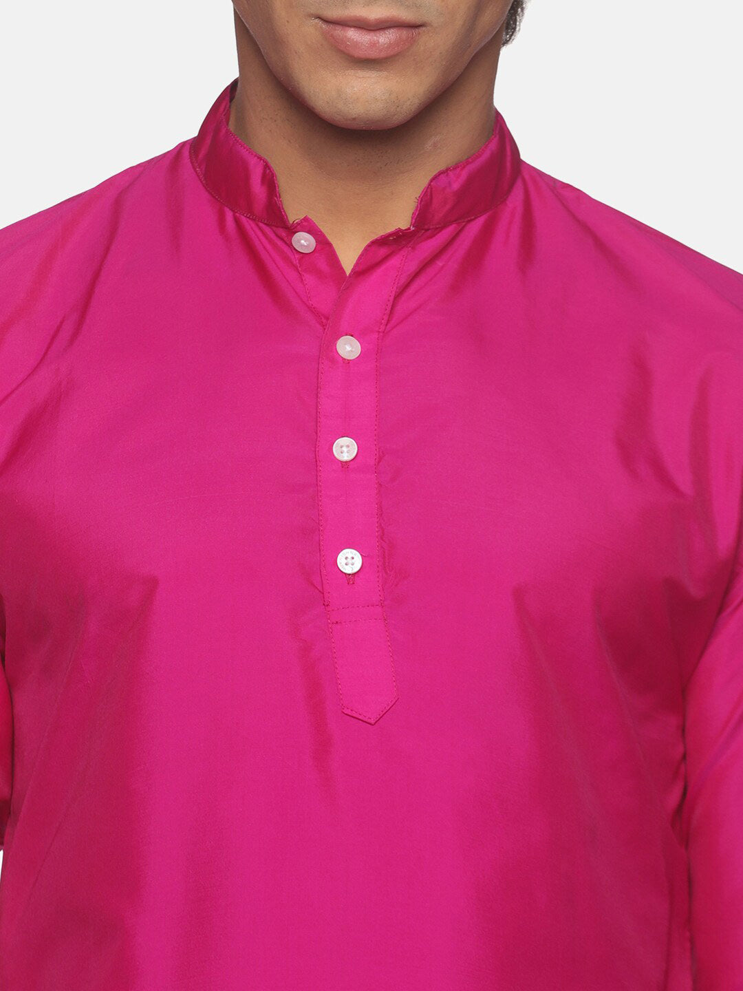 Sethukrishna Men Pink Solid Kurta with Pyjamas