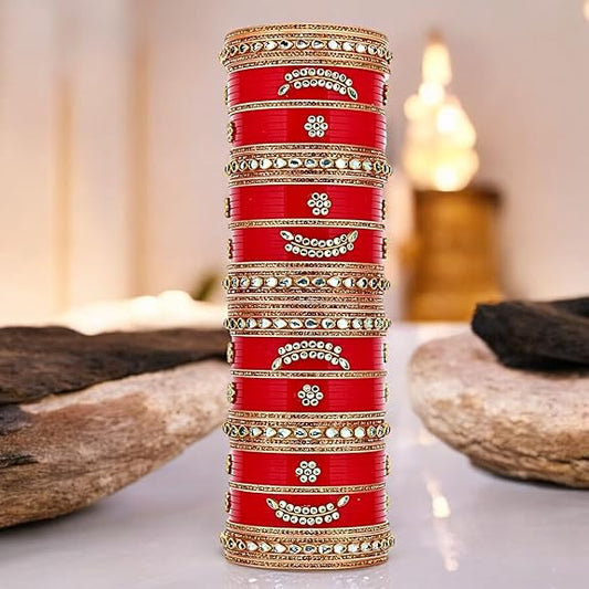 Tehzeeb Creations Bridal Bangle Set Red Designer Chura Wedding Punjabi Choora Fashion Jewellery Chuda For Women