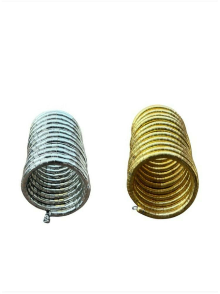 NVR Women Handmade Gold & Silver Polished Viral Spiral Combo Bangles 