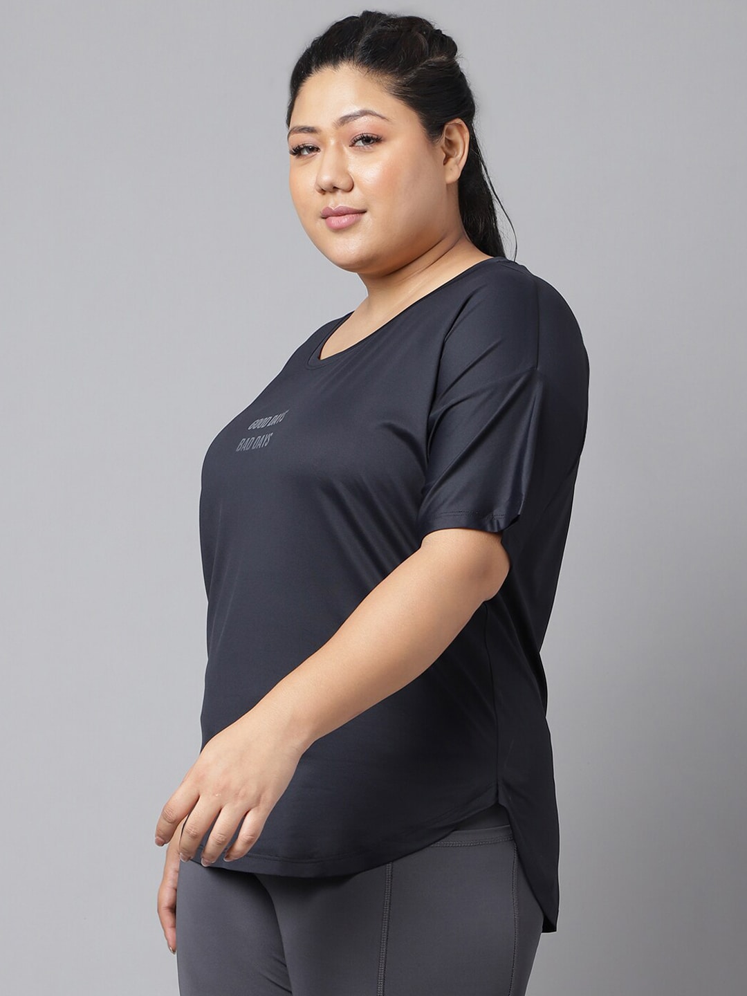 MKH Plus Size Typography Printed Dri-FIT Sports T-Shirt 