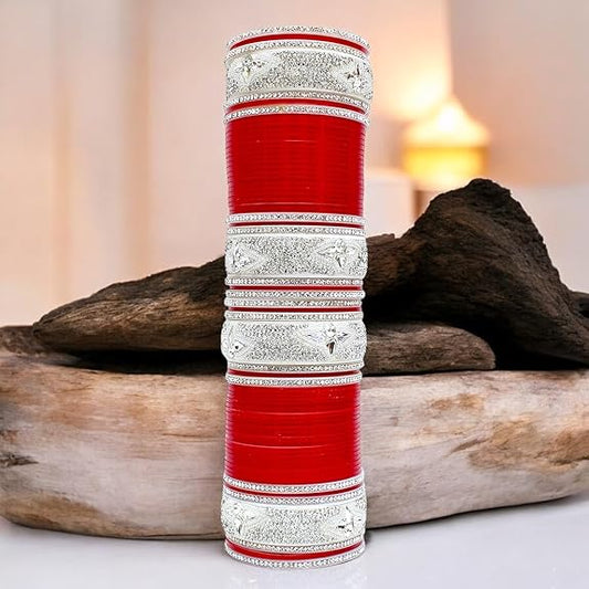 Tehzeeb Creations Designer Red Color Bridal Dulhan Punjabi Choora Wedding Chura, Chuda for Womens & Girls