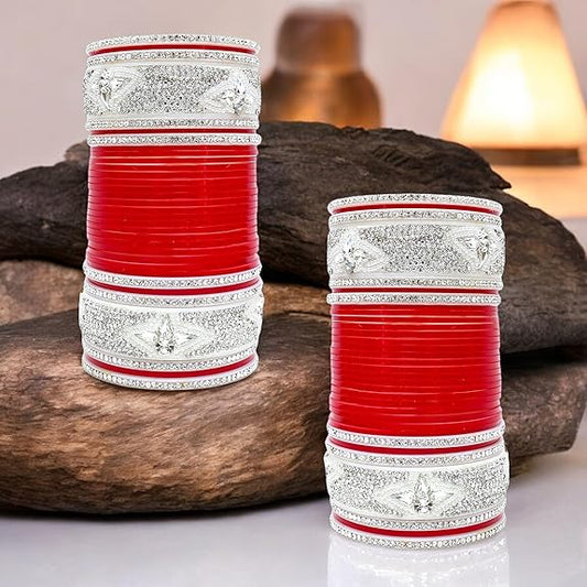 Tehzeeb Creations Designer Red Color Bridal Dulhan Punjabi Choora Wedding Chura, Chuda for Womens & Girls