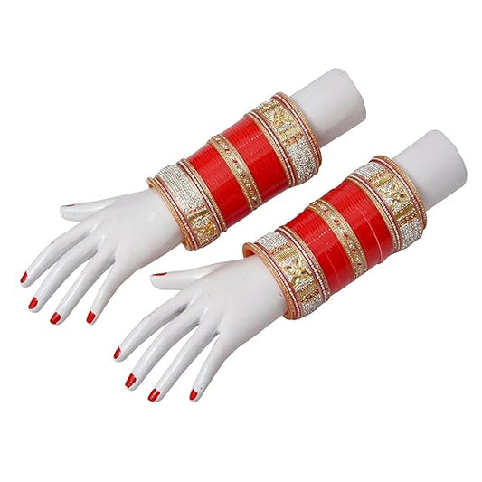 Tehzeeb Creations Bridal Bangle Set Designer Red Color Punjabi Choora Wedding Chura, Chuda for Womens