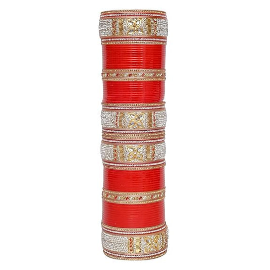 Tehzeeb Creations Bridal Bangle Set Designer Red Color Punjabi Choora Wedding Chura, Chuda for Womens