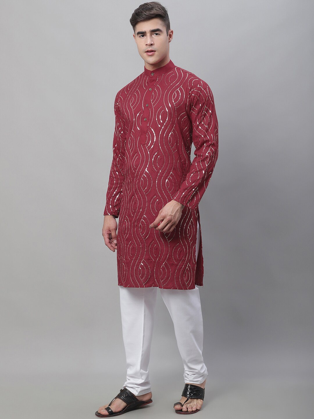 Sojanya Sequin Embroidered Pure Cotton Kurta with Churidar 