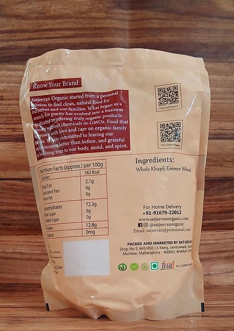 Satjeevan Organic Stone-Ground Khapli Emmer Wheat Flour