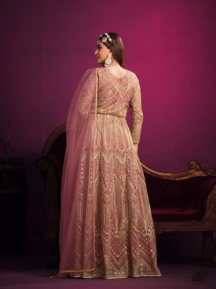 Monjolika Fashion Light Pink Sangeet Net Designer Salwar Suit