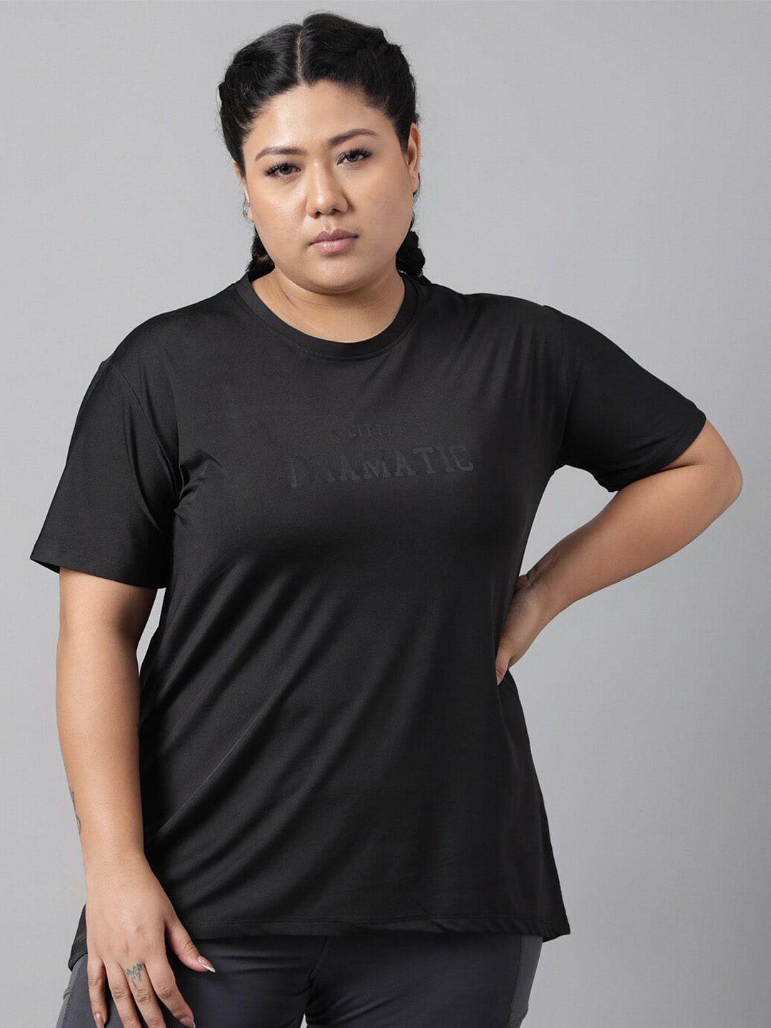 MKH Plus Size Relaxed Fit Typography Printed Dri-Fit Sports T-shirt 