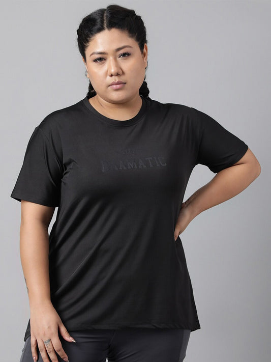 MKH Plus Size Relaxed Fit Typography Printed Dri-Fit Sports T-shirt 