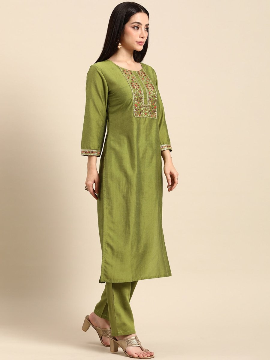 All About You Women Ethnic Motifs Embroidered Sequinned Kurta With Trousers