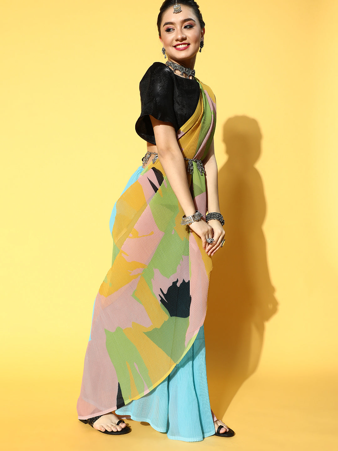 Tikhi Imli Abstract Poly Georgette Grab2Buy Border 