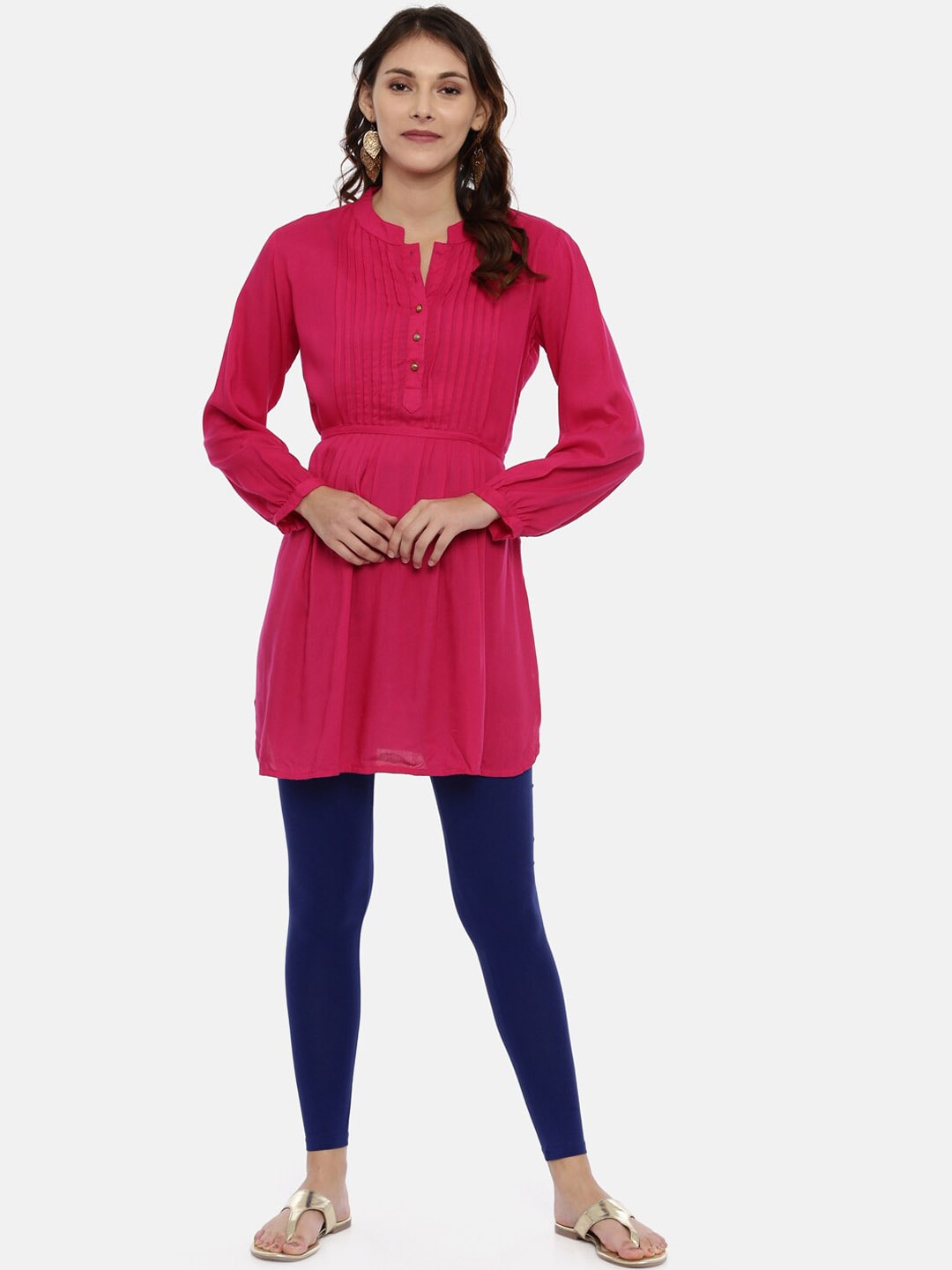 Souchii Women Navy Blue Solid Slim-Fit Ankle-Length Leggings 