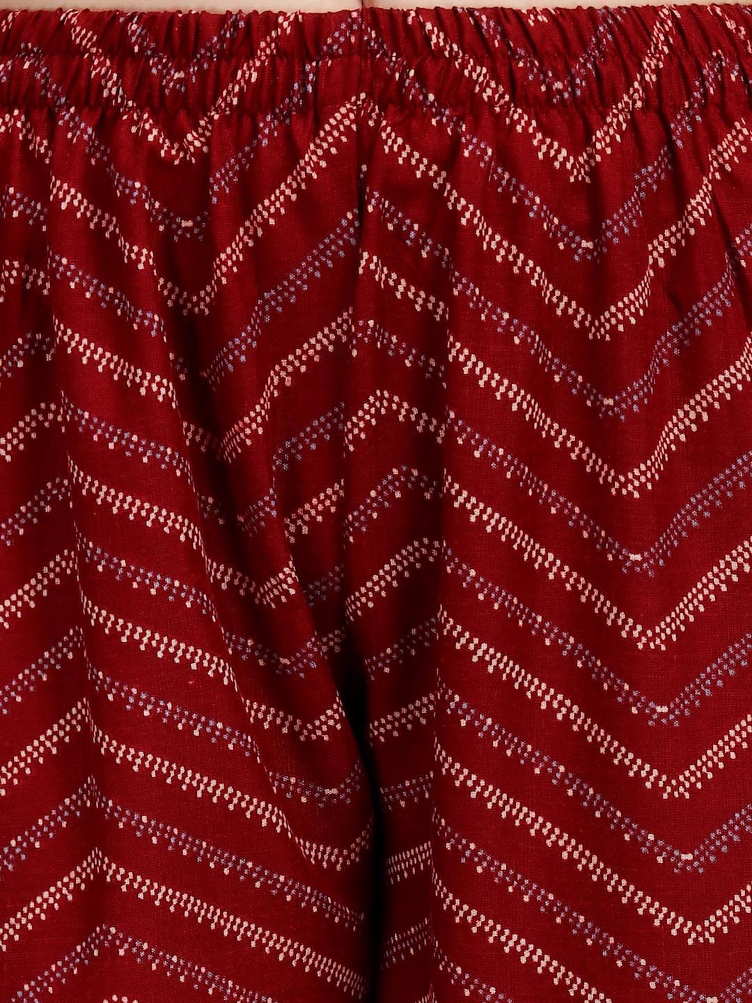 HERE&NOW Geometric Printed Pure Cotton Kurta With Trousers & Dupatta